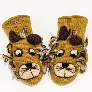 Alma Adult Handmade Lion Wool Mittens Women's Whimsical